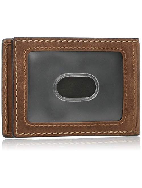 Fossil Men's Russell Leather RFID blocking Bifold Wallet, Cognac