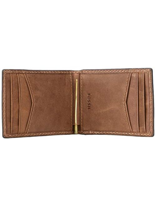 Fossil Men's Russell Leather RFID blocking Bifold Wallet, Cognac