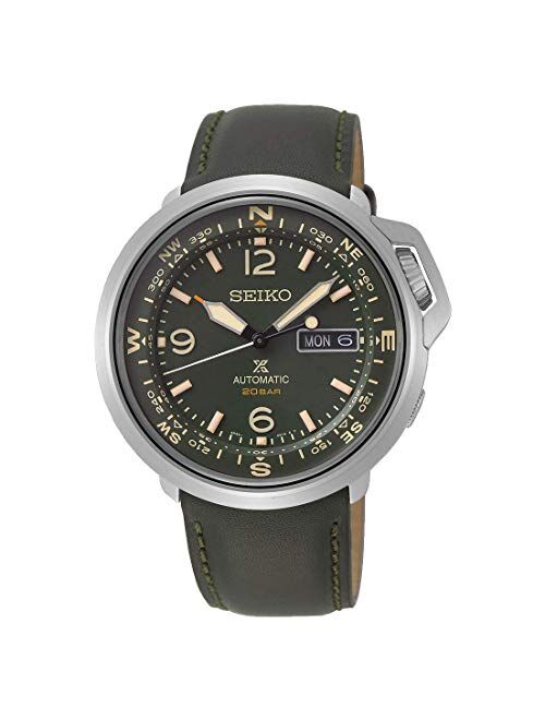 SEIKO Prospex Automatic 20 Bar Land Series Compass Green Leather Sports Watch SRPD33K1