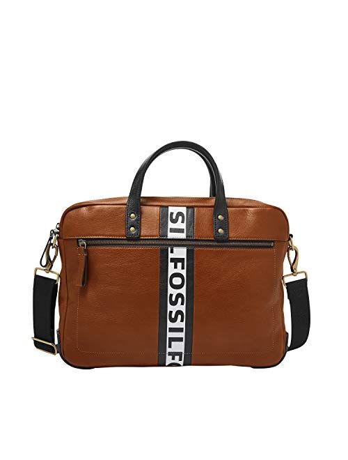 Fossil Brown Polyester Front Zipper Casual And Lightweight Briefcase