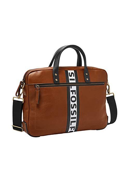 Fossil Brown Polyester Front Zipper Casual And Lightweight Briefcase