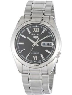 SNKL55 Mens Stainless Steel Case and Bracelet Automatic Black Tone Dial Watch