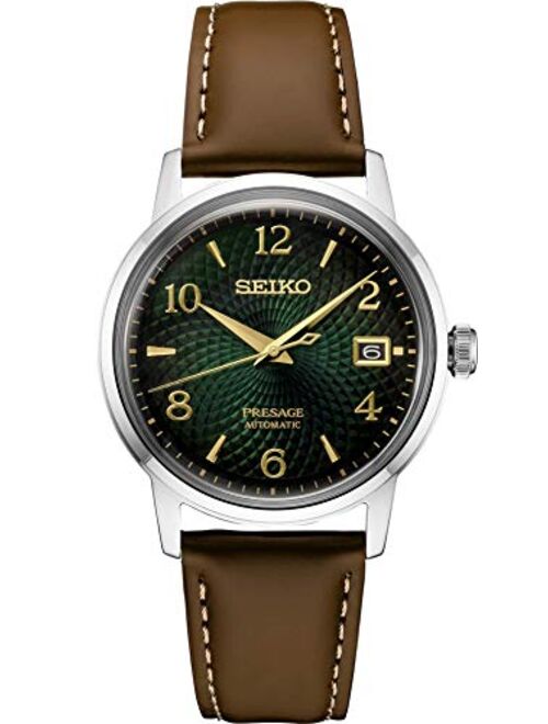 Seiko Presage Green SRPE45 Brown Leather Automatic Mens Watch