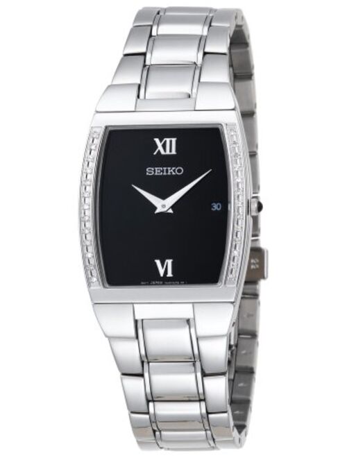 Seiko Men's SKP319 Diamond Dress Silver-Tone Watch
