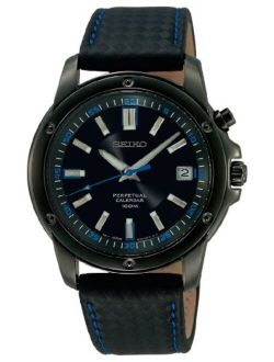Men's SNQ099 Perpetual Calendar Black Ion Finish Case and Bezel Strap Watch