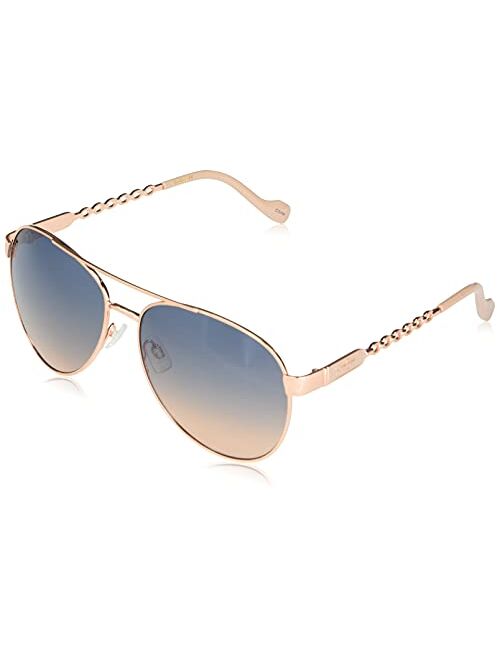 Jessica Simpson Women's J5999 Luxurious UV Protective Metal Aviator Sunglasses | Wear All-Year | The Gift of Glam, 59 mm