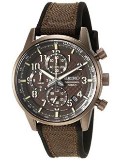 Men's Chronograph/Essentials Stainless Steel Japanese Quartz With Silicone Strap, Brown (Model: SSB371)