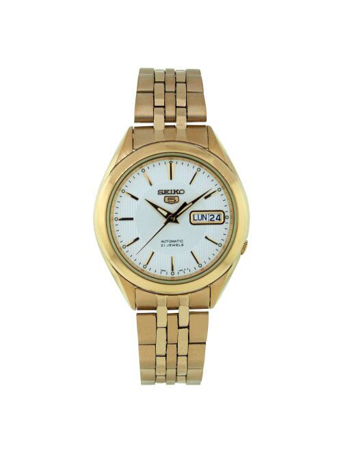 Seiko Men's SNKL26 Gold Plated Stainless Steel Analog with White Dial Watch