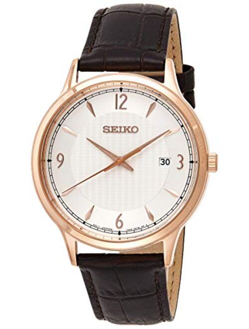 SEIKO Brown Leather Watch-SGEH88P1