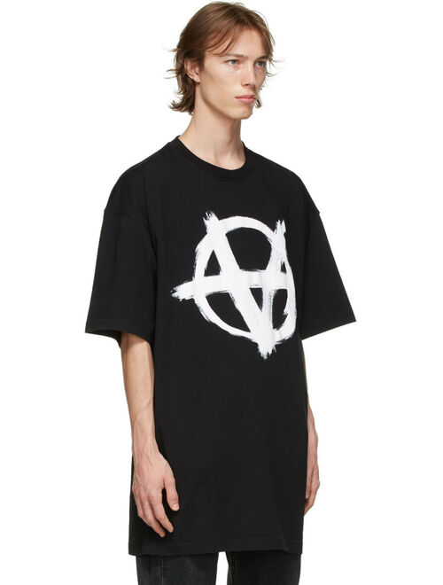Black Oversized Anarchy Gothic Logo T-Shirt