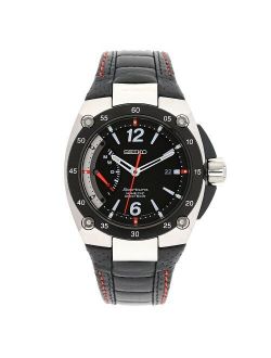 Men's SRG005P2 Sportura Stainless Steel Black Dial Automatic Leather Strap Watch
