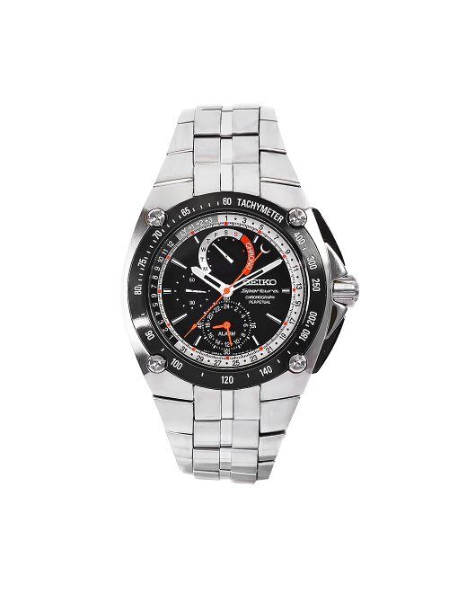 Seiko Men's SPC047 Sportura Stainless Steel Black Chronograph Dial Watch