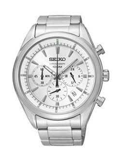 Chronograph Silver Dial Stainless Steel Mens Watch SSB085