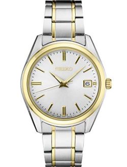 Men's Essentials Stainless Steel Japanese Quartz Two Tone Strap, Silver/Gold, 18.7 Casual Watch (Model: SUR312)
