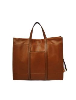 Brown Leather Top Handle Tote Bag
