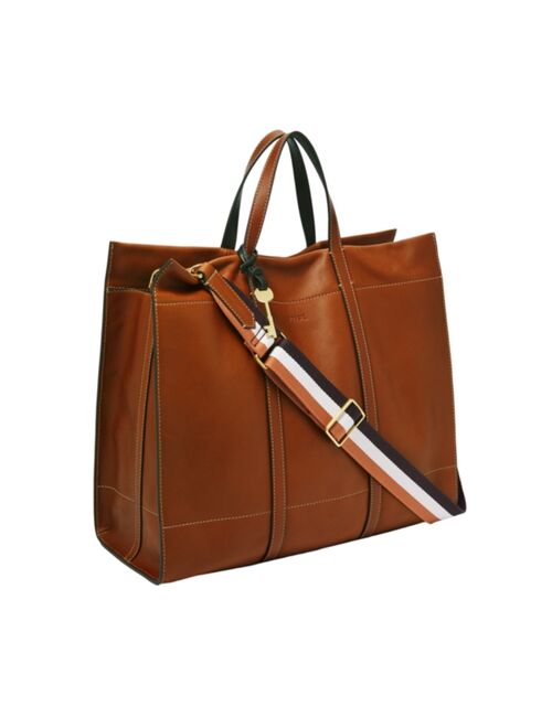 Fossil Brown Leather Top Handle Tote Bag