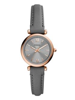 Women's Carlie Mini Gold-Tone Brown Leather Strap Watch 28mm
