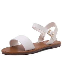 Keetton Women's Open Toes One Band Ankle Strap Flat Sandals