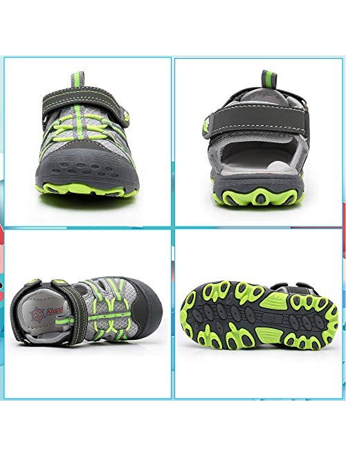 Ahannie Boys Girls Outdoor Sport Sandals,Kids Closed Toe Beach Sandals, Toddler Summer Sandals