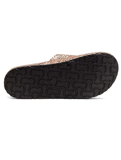HerStyle Softey Women's Comfort Buckled Slip on Sandal Casual Cork Platform Sandal Flat Open Toe Slide Shoe