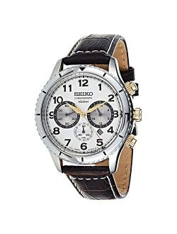 Chronograph Silver Dial Brown Leather Mens Watch SRW039P1