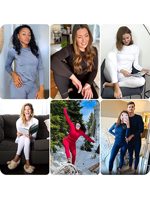 Thermajane Long Johns Thermal Underwear for Women Fleece Lined Base Layer Pajama Set Cold Weather