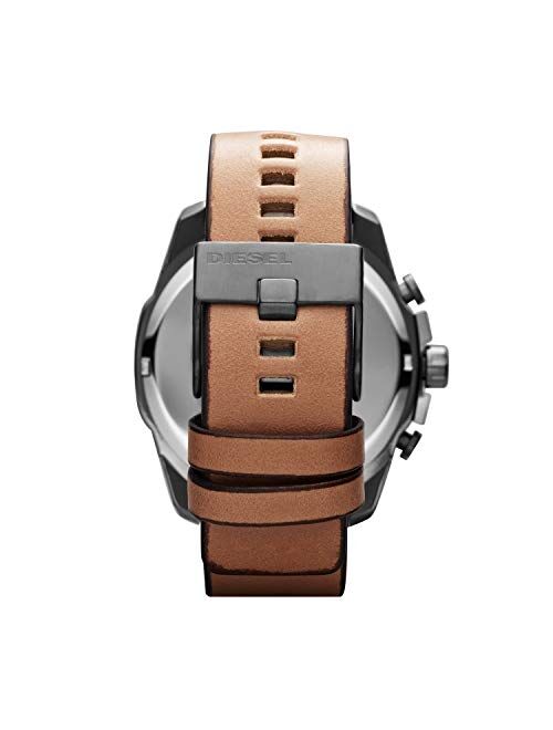 Diesel Men's DZ4280 Mega Chief Gunmetal Brown Leather Watch