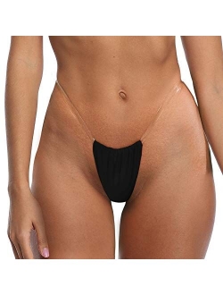 SHERRYLO Thong Tanning Bikini Clear Straps Cheeky Brazilian Micro Thongs Bikinis Swimsuit for Women Sexy No Tan Line Bathing Suit