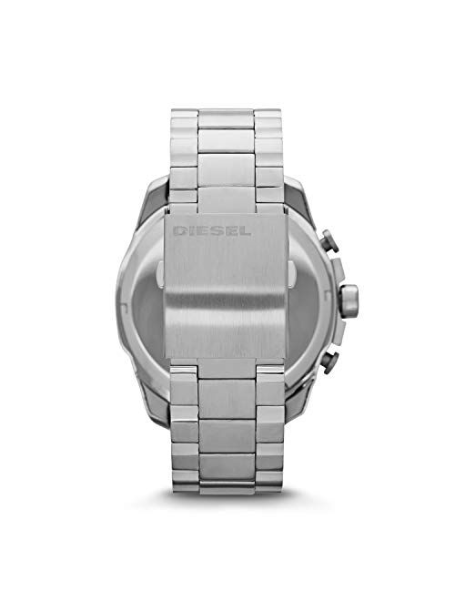 Diesel Mega Chief Silver Stainless Steel Quartz Black Dial Men's Watch DZ4308