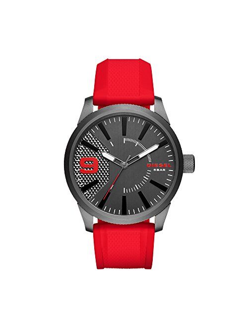 Diesel Men's DZ1806 Rasp Gunmetal IP Red Silicone Watch