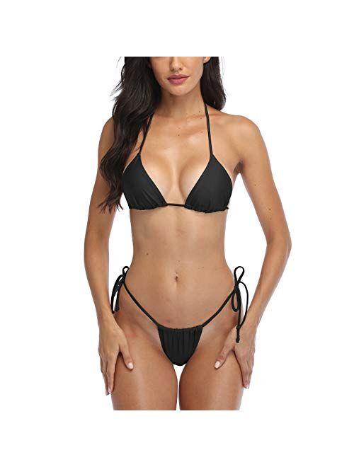 SHERRYLO Thong Tanning Bikini Swimsuit for Women Brazilian Bottom Triangle Bikinis Top Bathing Suit