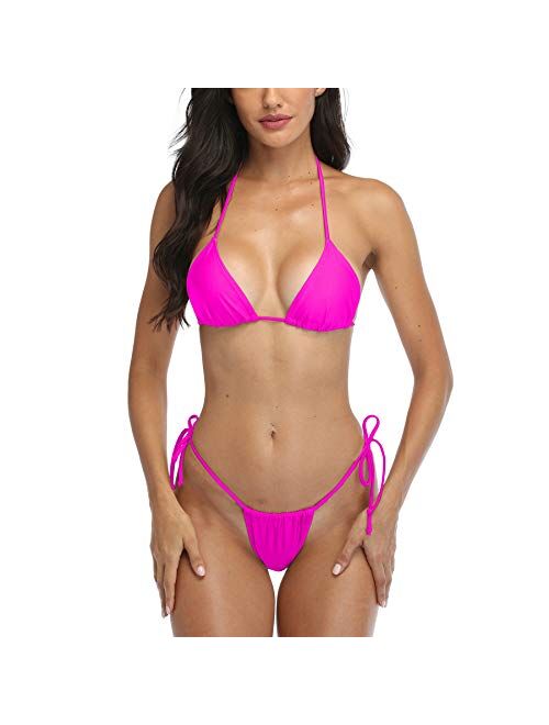Buy SHERRYLO Thong Tanning Bikini Swimsuit for Women Brazilian Bottom  Triangle Bikinis Top Bathing Suit online