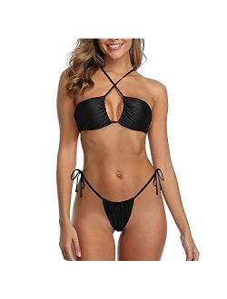 SHERRYLO Thong Bikini String Brazilian Thongs Bottom Bathing Suit Cutout Crisscross Top Sexy Bikinis Swimsuit for Women