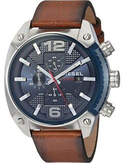 Men's Overflow Brown Leather Watch DZ4400
