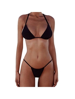 XUNYU Bikini Set Bandage Solid Brazilian Swimwear Two Pieces Swimsuit Padded Thong Tanning Bathing Suits