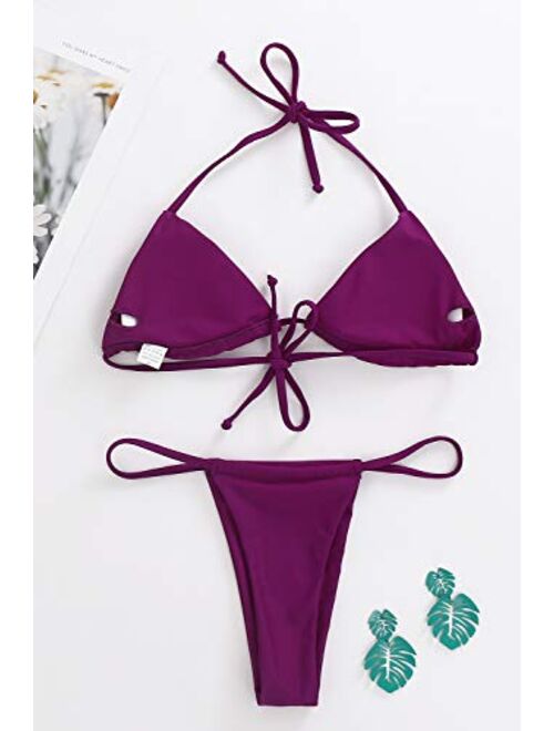 Buy XUNYU Bikini Set Bandage Solid Brazilian Swimwear Two Pieces ...