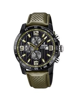 Festina 'The Originals Collection' Men's Quartz Watch with Black Dial Chronograph Display and Green Leather Strap F20339/2