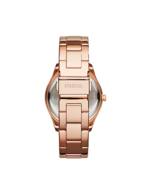 Fossil Women's Stella Rose Gold-Tone Stainless Steel Bracelet Watch 38mm
