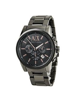 Men's Grey IP Plated Stainless Steel Watch AX2086