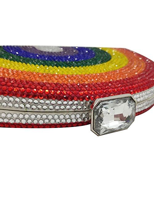 Boutique De FGG Rainbow Bags For Women Crystal Clutch Purse Evening Bag Fashion Party Rhinestone Handbags