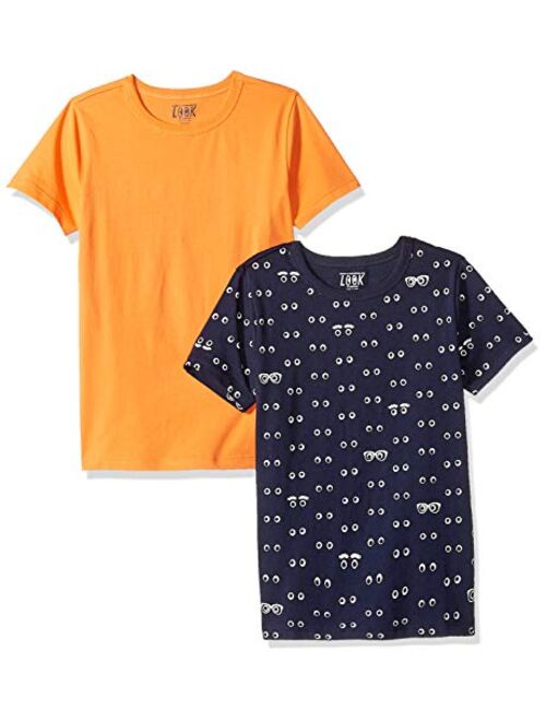 Amazon/ J. Crew Brand- LOOK by crewcuts Boys' 2-Pack Print/Solid Short Sleeve T-Shirt