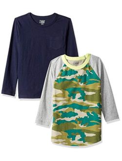 LOOK by crewcuts Boys' 2-Pack Graphic/Solid Long Sleeve T-Shirt