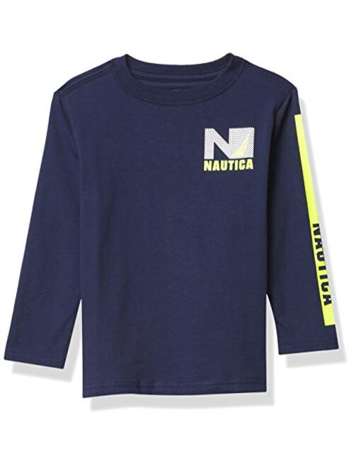 Nautica Boys' Long Sleeve Colorblock Arm Logo Tee