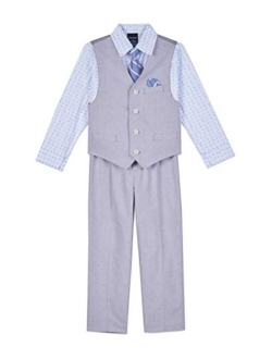 Boys' 4-Piece Set with Dress Shirt, Tie, Vest, and Pants
