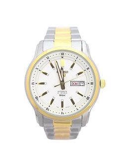 5 SNKP14 Men's 2 Tone Stainless Steel White Dial 50M WR Day Date Automatic Watch