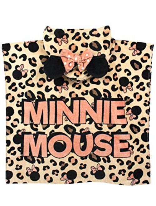 Disney Minnie Mouse Girl's Swimsuit & Hooded Towel Poncho Cover Up Robe Set