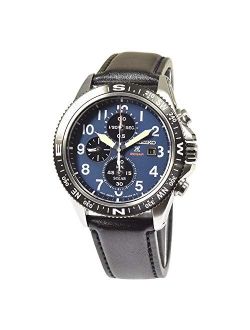 Mens Chronograph Solar Powered Watch with Leather Strap SSC737P1