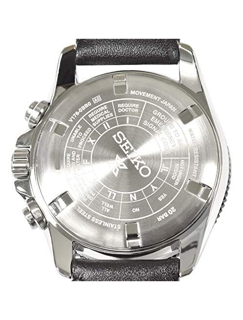 SEIKO Mens Chronograph Solar Powered Watch with Leather Strap SSC737P1