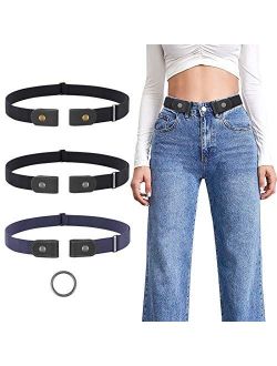 3 Pack No Buckle Stretch Women Buckle Free Belt Invisible Elastic Waist Belts for Jeans Dresses