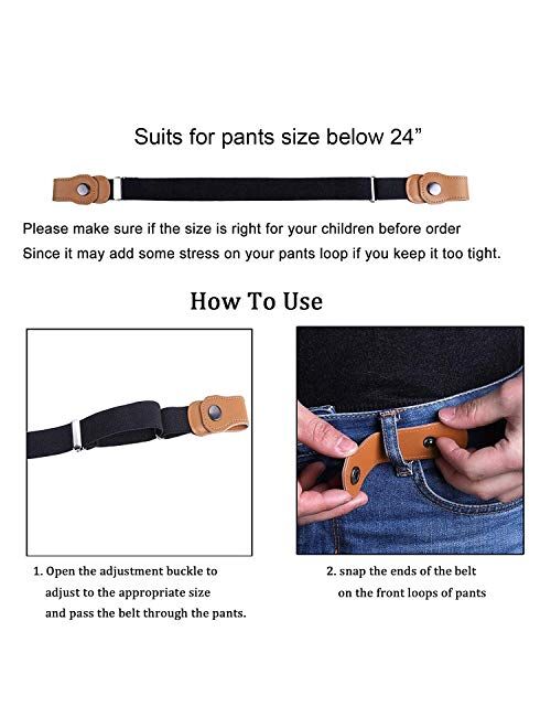 ZoneStar No Buckle Stretch Kids Belt for Boys and Girls Buckle Free Child Adjustable Invisible Belt
